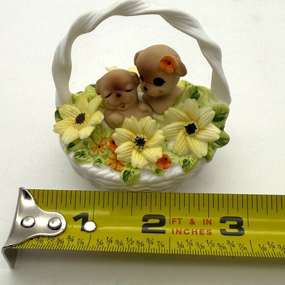 Vtg Josef Originals Puppy Dogs Basket of Love Georgian Fine Bone China Figurine - Picture 9 of 9